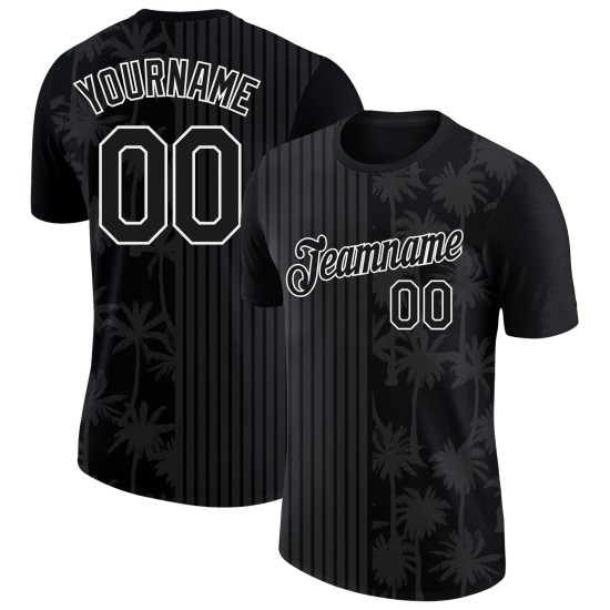 Custom Black White 3D Pattern Design Hawaii Palm Trees Performance T-Shirt Custom Black White 3D Pattern Design Hawaii Palm Trees Performance T-Shirt