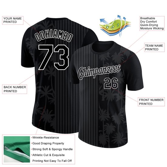 Custom Black White 3D Pattern Design Hawaii Palm Trees Performance T-Shirt Custom Black White 3D Pattern Design Hawaii Palm Trees Performance T-Shirt