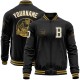 Custom Black White-Old Gold Bomber Varsity Letterman Zipper Jacket Custom Black White-Old Gold Bomber Varsity Letterman Zipper Jacket