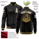 Custom Black White-Old Gold Bomber Varsity Letterman Zipper Jacket Custom Black White-Old Gold Bomber Varsity Letterman Zipper Jacket
