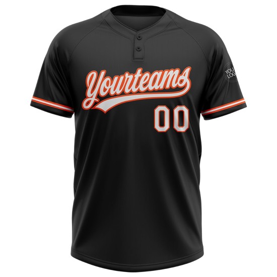 Custom Black White-Orange Two-Button Unisex Jersey Custom Black White-Orange Two-Button Unisex Jersey