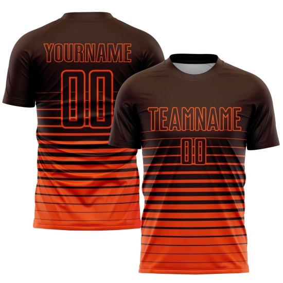 Custom Brown Orange Pinstripe Fade Fashion Sublimation Uniform Jersey Custom Brown Orange Pinstripe Fade Fashion Sublimation Uniform Jersey