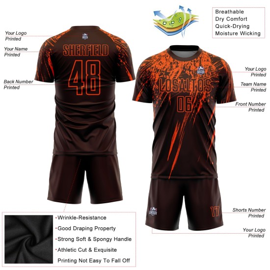 Custom Brown Orange Sublimation Uniform Jersey Custom Brown Orange Sublimation Uniform Jersey