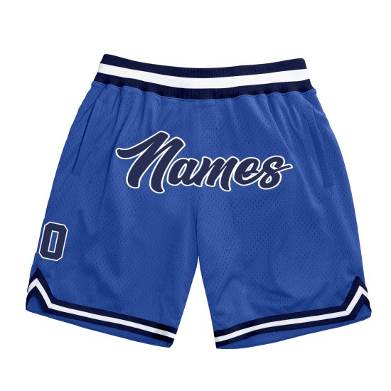 Custom Blue Navy-White Authentic Throwback Shorts Custom Blue Navy-White Authentic Throwback Shorts