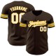 Custom Brown White-Gold Authentic rugby Jersey Custom Brown White-Gold Authentic rugby Jersey
