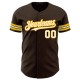 Custom Brown White-Gold Authentic rugby Jersey Custom Brown White-Gold Authentic rugby Jersey