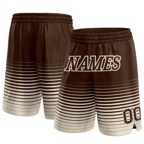 Custom Brown Cream Pinstripe Fade Fashion Authentic Shorts Custom Brown Cream Pinstripe Fade Fashion Authentic Shorts