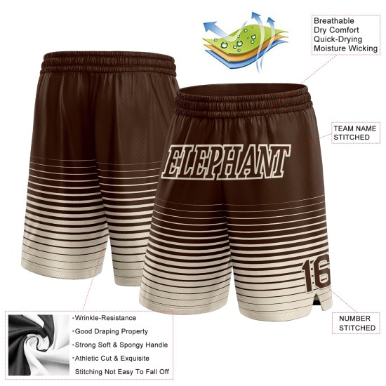 Custom Brown Cream Pinstripe Fade Fashion Authentic Shorts Custom Brown Cream Pinstripe Fade Fashion Authentic Shorts