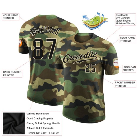 Custom Camo Black-Cream Performance Salute To Service T-Shirt Custom Camo Black-Cream Performance Salute To Service T-Shirt