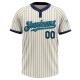 Custom Cream Navy Pinstripe Teal Two-Button Unisex Jersey Custom Cream Navy Pinstripe Teal Two-Button Unisex Jersey