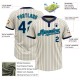 Custom Cream Navy Pinstripe Teal Two-Button Unisex Jersey Custom Cream Navy Pinstripe Teal Two-Button Unisex Jersey