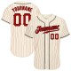 Custom Cream Red Pinstripe Red-Black Authentic rugby Jersey Custom Cream Red Pinstripe Red-Black Authentic rugby Jersey