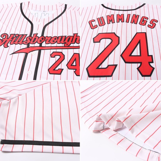 Custom Cream Red Pinstripe Red-Black Authentic rugby Jersey Custom Cream Red Pinstripe Red-Black Authentic rugby Jersey