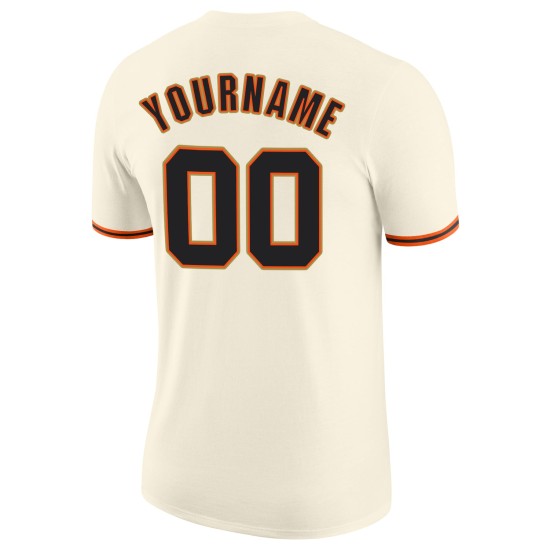 Custom Cream Black-Orange Performance T-Shirt Custom Cream Black-Orange Performance T-Shirt