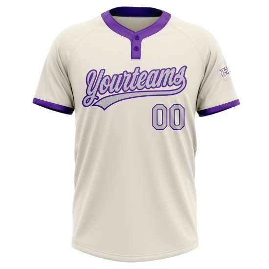 Custom Cream Gray-Purple Two-Button Unisex Jersey Custom Cream Gray-Purple Two-Button Unisex Jersey