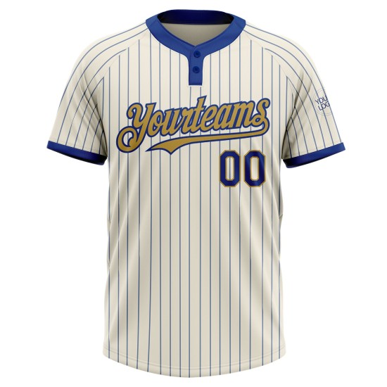 Custom Cream Royal Pinstripe Old Gold Two-Button Unisex Jersey Custom Cream Royal Pinstripe Old Gold Two-Button Unisex Jersey
