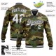 Custom Camo White Black-Gray Bomber Full-Snap Varsity Letterman Salute To Service Jacket Custom Camo White Black-Gray Bomber Full-Snap Varsity Letterman Salute To Service Jacket