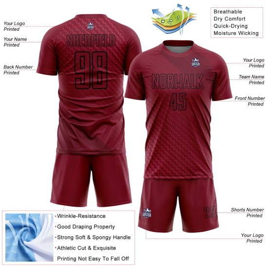 Custom Crimson Black Geometric Shapes Sublimation Uniform Jersey Custom Crimson Black Geometric Shapes Sublimation Uniform Jersey