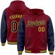 Custom Crimson Navy-Gold Bomber Full-Snap Varsity Letterman Two Tone Hoodie Jacket Custom Crimson Navy-Gold Bomber Full-Snap Varsity Letterman Two Tone Hoodie Jacket