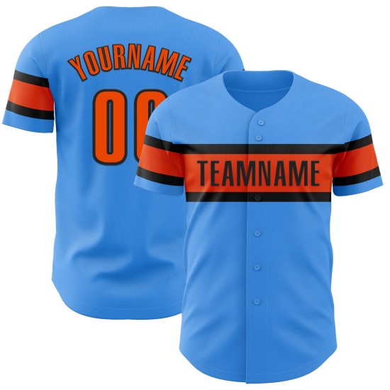 Custom Electric Blue Orange-Black Authentic rugby Jersey Custom Electric Blue Orange-Black Authentic rugby Jersey