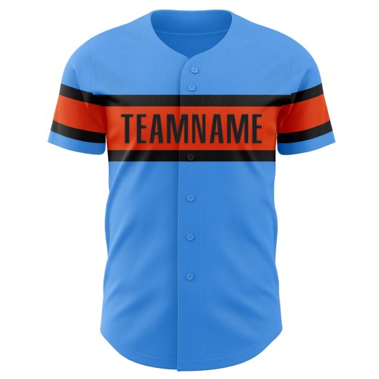 Custom Electric Blue Orange-Black Authentic rugby Jersey Custom Electric Blue Orange-Black Authentic rugby Jersey