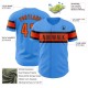 Custom Electric Blue Orange-Black Authentic rugby Jersey Custom Electric Blue Orange-Black Authentic rugby Jersey