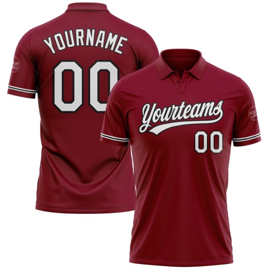 Custom Crimson White-Black Performance Vapor Golf Polo Shirt Custom Crimson White-Black Performance Vapor Golf Polo Shirt