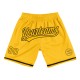 Custom Gold Black Authentic Throwback Shorts Custom Gold Black Authentic Throwback Shorts
