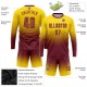 Custom Gold Burgundy Sublimation Long Sleeve Fade Fashion Uniform Jersey Custom Gold Burgundy Sublimation Long Sleeve Fade Fashion Uniform Jersey