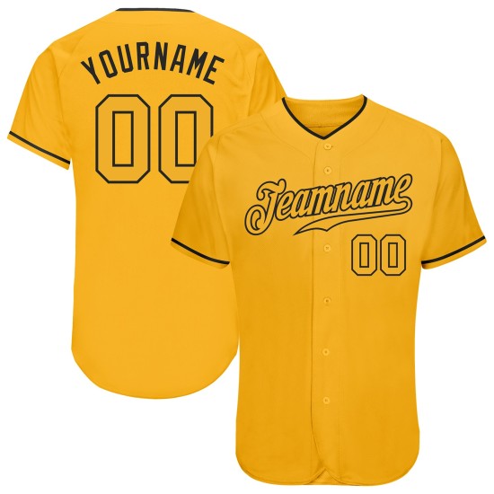 Custom Gold Gold-Black Authentic rugby Jersey Custom Gold Gold-Black Authentic rugby Jersey