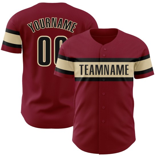 Custom Crimson Black-Cream Authentic rugby Jersey Custom Crimson Black-Cream Authentic rugby Jersey
