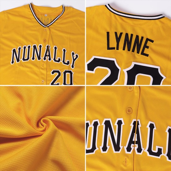 Custom Gold Gold-Black Authentic rugby Jersey Custom Gold Gold-Black Authentic rugby Jersey