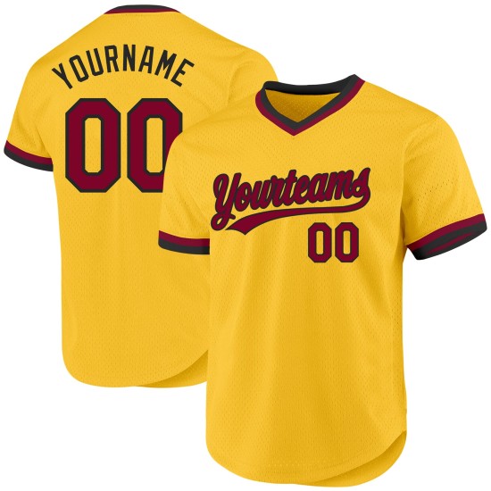 Custom Gold Maroon-Black Authentic Throwback rugby Jersey Custom Gold Maroon-Black Authentic Throwback rugby Jersey