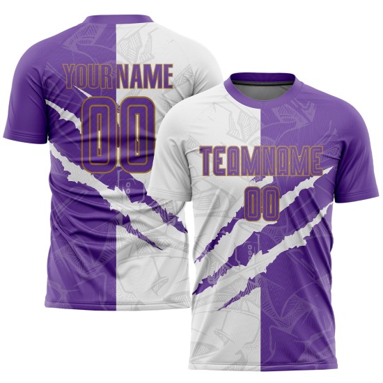 Custom Graffiti Pattern Purple White-Old Gold Sublimation Uniform Jersey Custom Graffiti Pattern Purple White-Old Gold Sublimation Uniform Jersey