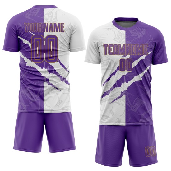 Custom Graffiti Pattern Purple White-Old Gold Sublimation Uniform Jersey Custom Graffiti Pattern Purple White-Old Gold Sublimation Uniform Jersey