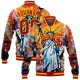Custom Gold Red Statue of Liberty Independence Day 3D Pattern Design Bomber Full-Snap Varsity Letterman Jacket Custom Gold Red Statue of Liberty Independence Day 3D Pattern Design Bomber Full-Snap Varsity Letterman Jacket