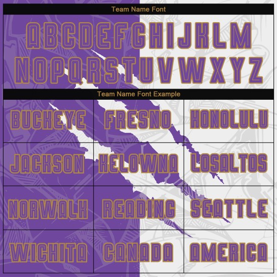 Custom Graffiti Pattern Purple White-Old Gold Sublimation Uniform Jersey Custom Graffiti Pattern Purple White-Old Gold Sublimation Uniform Jersey