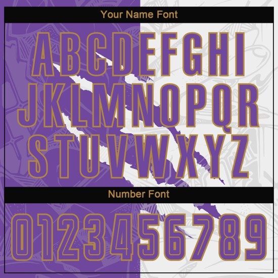 Custom Graffiti Pattern Purple White-Old Gold Sublimation Uniform Jersey Custom Graffiti Pattern Purple White-Old Gold Sublimation Uniform Jersey