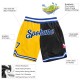 Custom Gold Royal-Black Authentic Throwback Split Fashion Shorts Custom Gold Royal-Black Authentic Throwback Split Fashion Shorts
