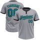 Custom Gray Black Pinstripe Teal Two-Button Unisex Jersey Custom Gray Black Pinstripe Teal Two-Button Unisex Jersey