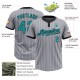 Custom Gray Black Pinstripe Teal Two-Button Unisex Jersey Custom Gray Black Pinstripe Teal Two-Button Unisex Jersey