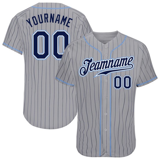 Custom Gray Navy Pinstripe Navy-Light Blue Authentic rugby Jersey Custom Gray Navy Pinstripe Navy-Light Blue Authentic rugby Jersey