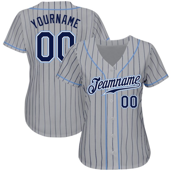 Custom Gray Navy Pinstripe Navy-Light Blue Authentic rugby Jersey Custom Gray Navy Pinstripe Navy-Light Blue Authentic rugby Jersey