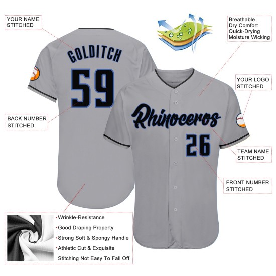 Custom Gray Black-Blue Authentic rugby Jersey Custom Gray Black-Blue Authentic rugby Jersey