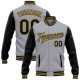 Custom Gray Black-Old Gold Bomber Full-Snap Varsity Letterman Two Tone Jacket Custom Gray Black-Old Gold Bomber Full-Snap Varsity Letterman Two Tone Jacket