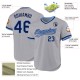 Custom Gray Navy-Light Blue Authentic Throwback rugby Jersey Custom Gray Navy-Light Blue Authentic Throwback rugby Jersey