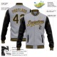 Custom Gray Black-Old Gold Bomber Full-Snap Varsity Letterman Two Tone Jacket Custom Gray Black-Old Gold Bomber Full-Snap Varsity Letterman Two Tone Jacket