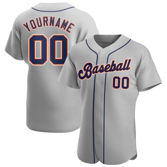 Custom Gray Navy-Orange Authentic rugby Jersey Custom Gray Navy-Orange Authentic rugby Jersey