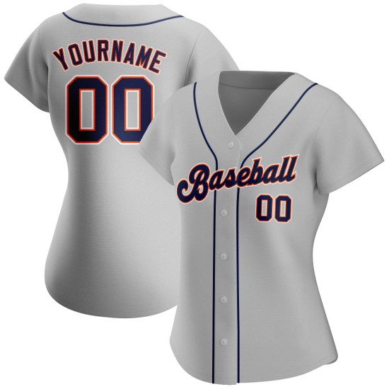Custom Gray Navy-Orange Authentic rugby Jersey Custom Gray Navy-Orange Authentic rugby Jersey