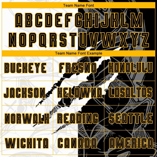 Custom Graffiti Pattern Black-Gold Scratch Sublimation Uniform Jersey Custom Graffiti Pattern Black-Gold Scratch Sublimation Uniform Jersey